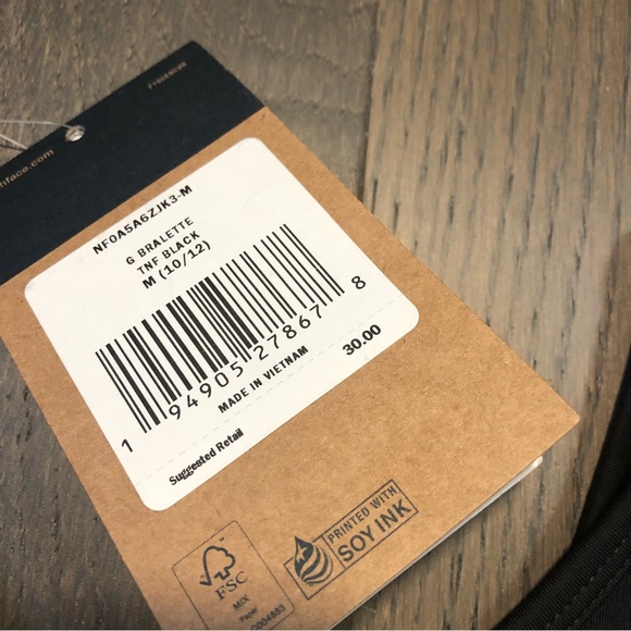 NWT. The North Face Girls Bralette Sports Bra. Black/White Sz Medium (10/12) - Picture 3 of 11